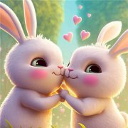 超可爱情侣版小白兔头像图片 可爱甜蜜极了