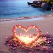 漂亮浪漫的海边海滩心形风景头像图片