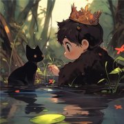 可爱治愈系王子与小黑猫头像图片