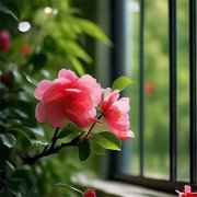窗前的木芙蓉花朵头像图片
