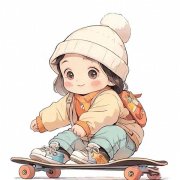 超可爱超酷玩滑板的小女孩头像图片
