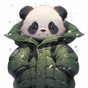 天冷穿羽绒服的熊猫头像图片
