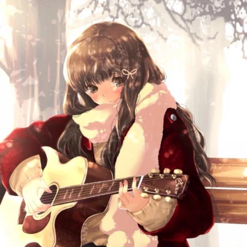 冬季弹吉他动漫女生头像图片